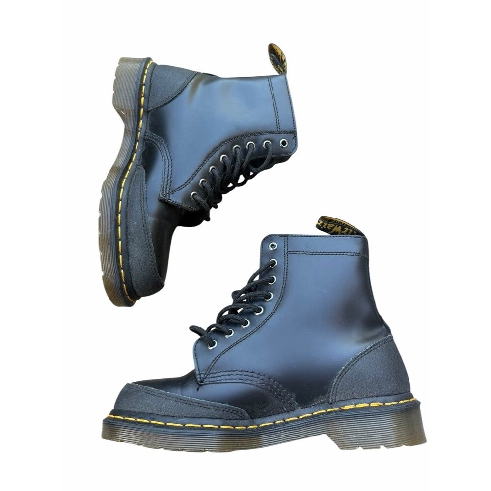 NEW Dr. Martens 1460 GUARD PANEL Black LEATHER LACE UP Black BOOTS Combat US 9